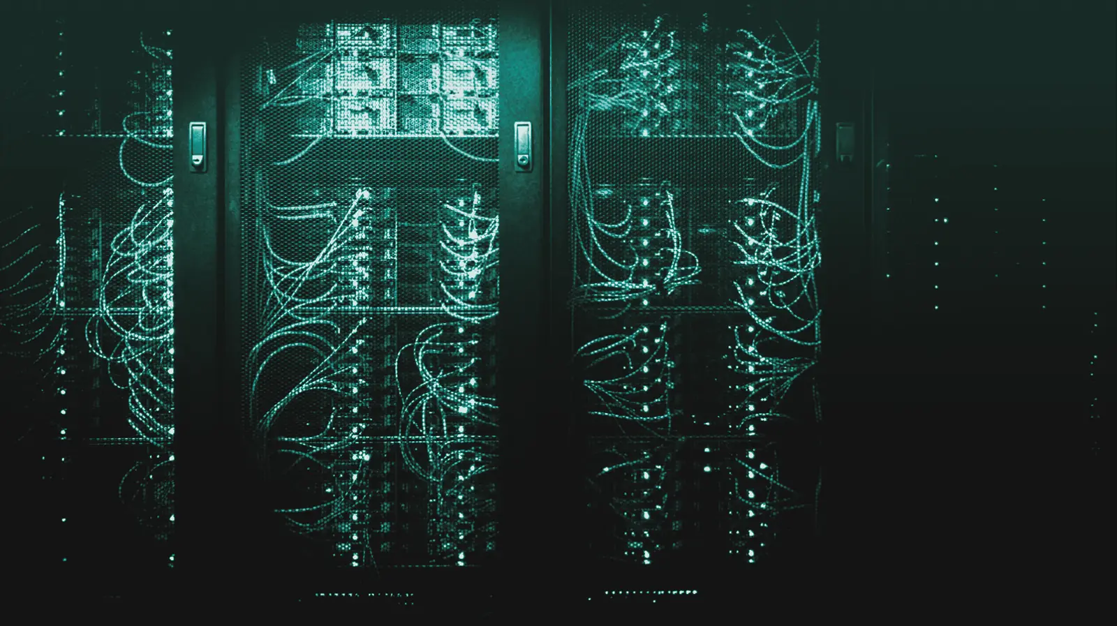 Server racks with fibre cabling in a data centre